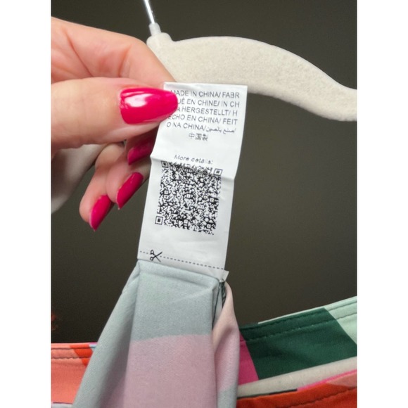 New SHEIN LUNE Allover Print Asymmetrical Neck Bishop Sleeve Blouse Large - Picture 8 of 8